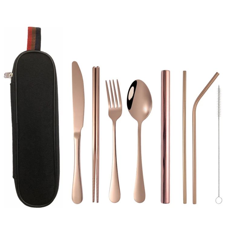 8 piece travel utensils with case