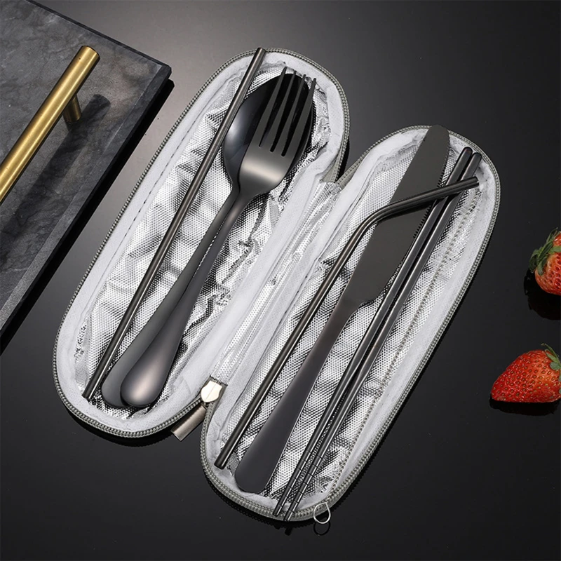 8 piece travel utensils with case