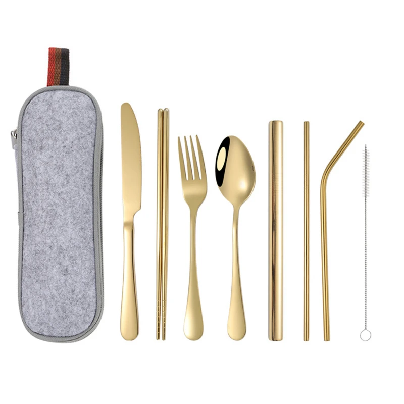 8 piece travel utensils with case