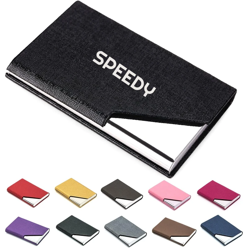 pu leather and stainless steel multi business card holder