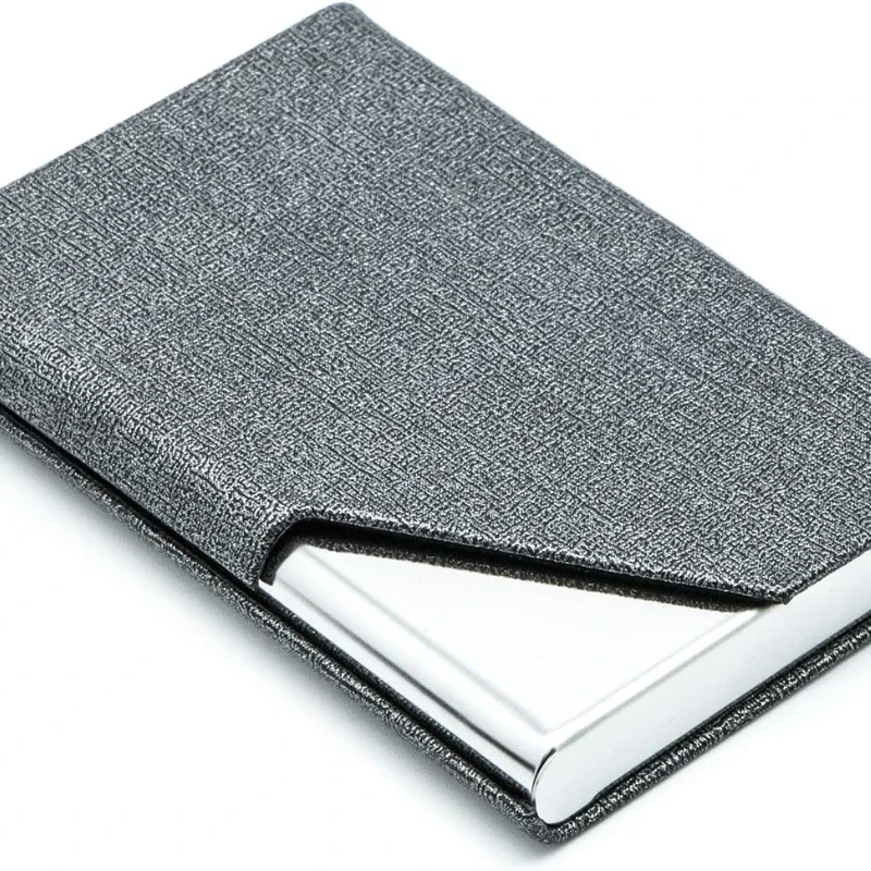pu leather and stainless steel multi business card holder
