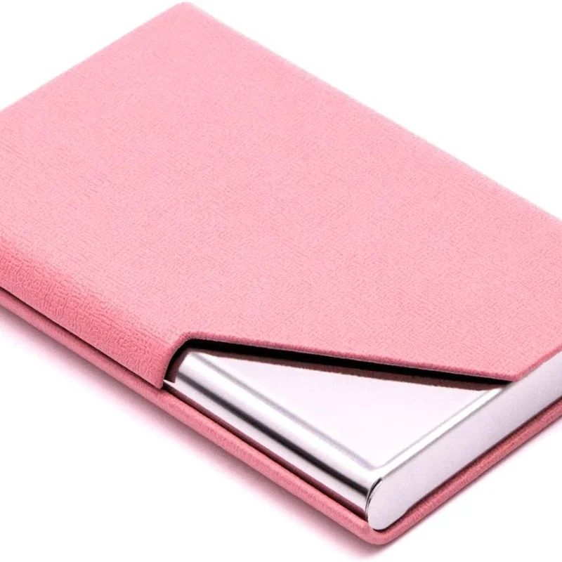 pu leather and stainless steel multi business card holder