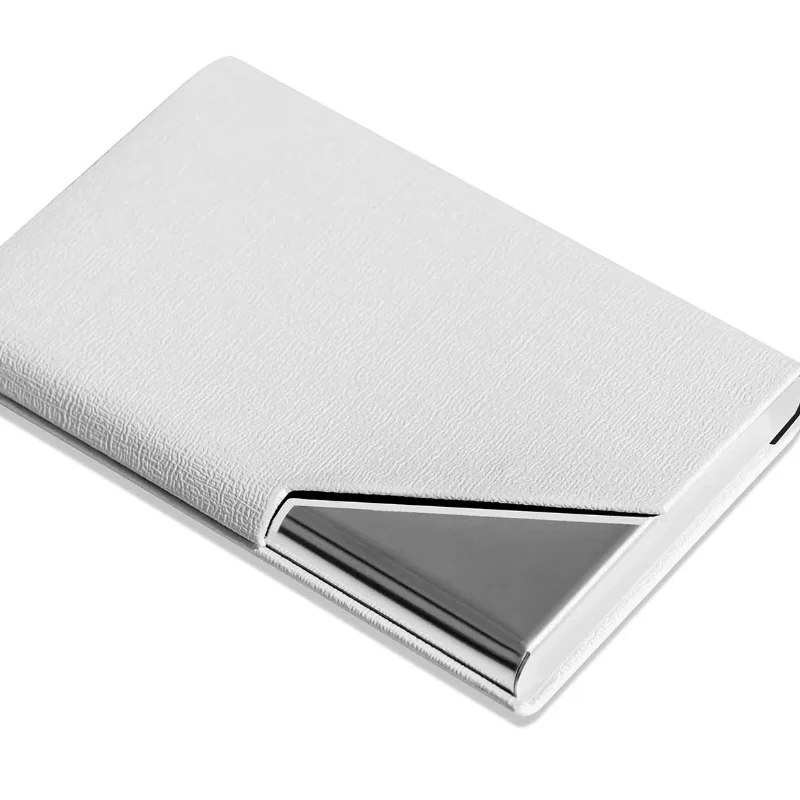 pu leather and stainless steel multi business card holder
