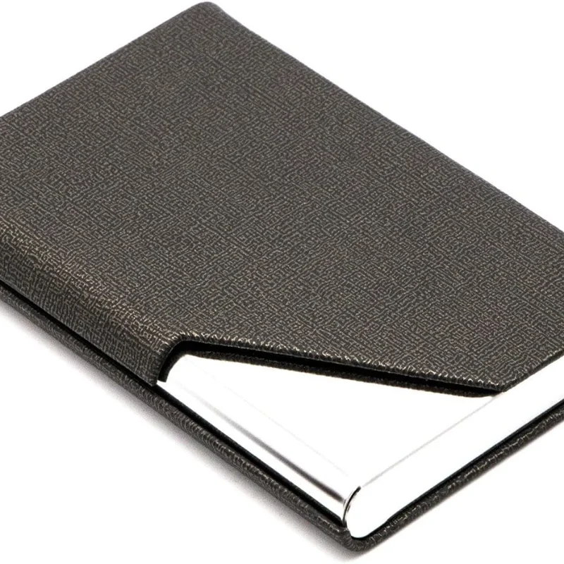 pu leather and stainless steel multi business card holder