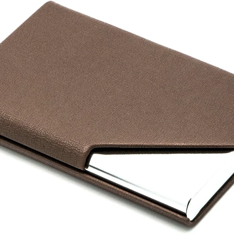 pu leather and stainless steel multi business card holder