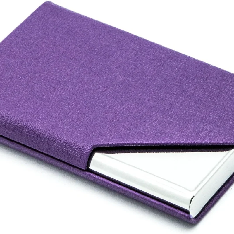 pu leather and stainless steel multi business card holder