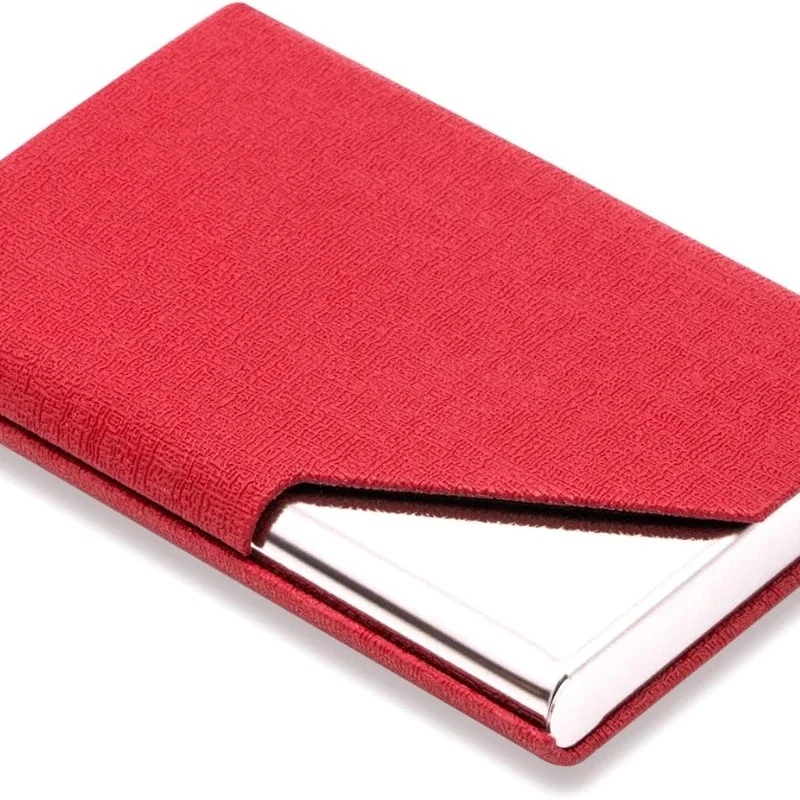 pu leather and stainless steel multi business card holder