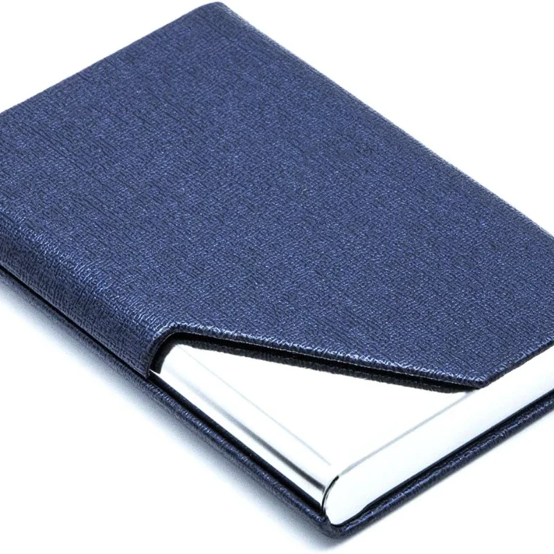 pu leather and stainless steel multi business card holder
