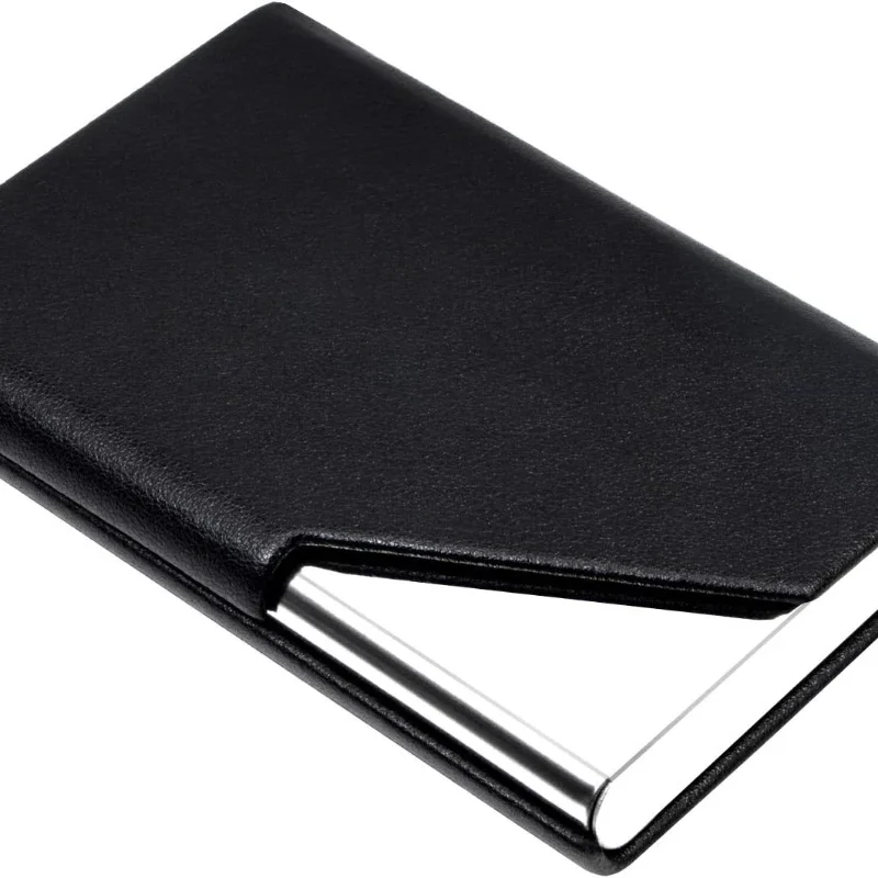 pu leather and stainless steel multi business card holder