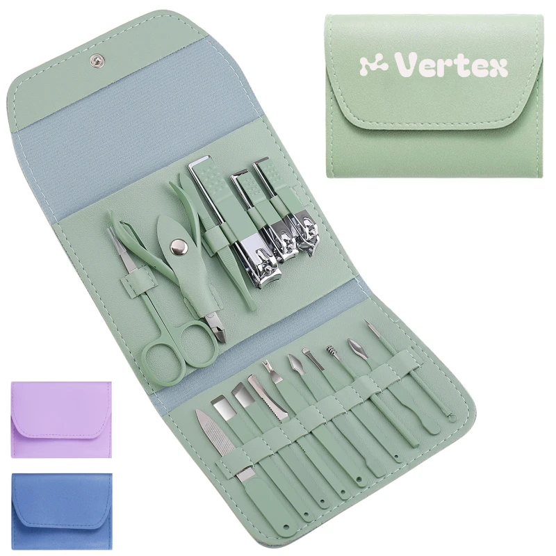 16 pc stainless steel manicure nail clippers pedicure kit