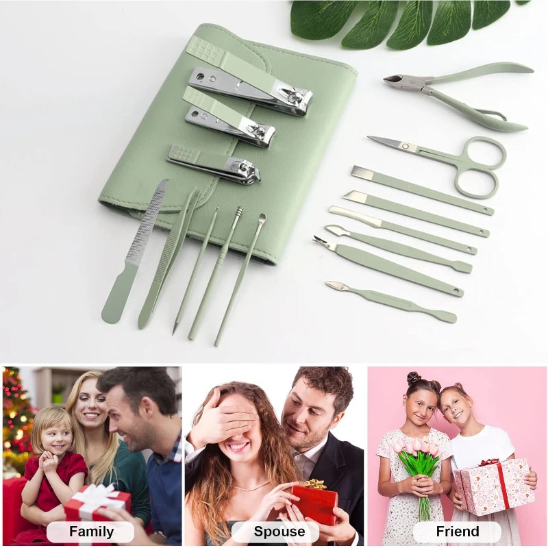 16 pc stainless steel manicure nail clippers pedicure kit