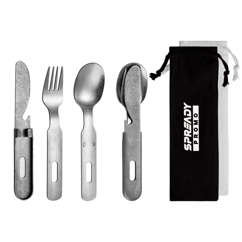 3 in 1 camping cutlery set stainless steel