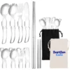 outdoor 7 in 1 folding utensils set stainless steel