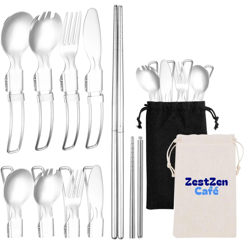 outdoor 7 in 1 folding utensils set stainless steel