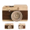 retro engraved wooden camera musical box