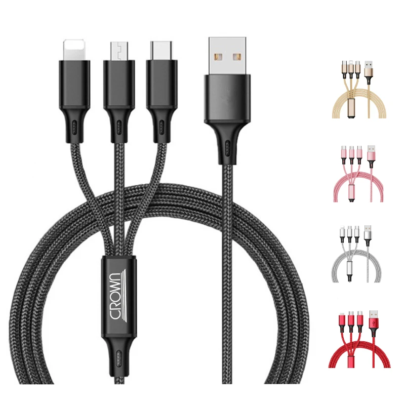 3 in 1 nylon braid charging cable