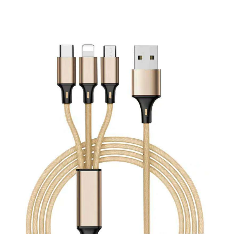 3 in 1 nylon braid charging cable