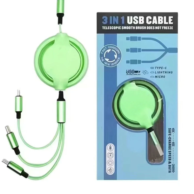 3 in 1 retractable charging cable