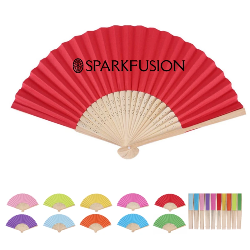 bamboo handle folding paper fan