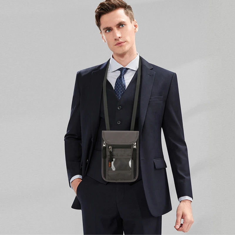 secure travel rfid blocking neck pouch