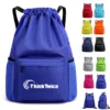drawstring backpack with front zip pocket