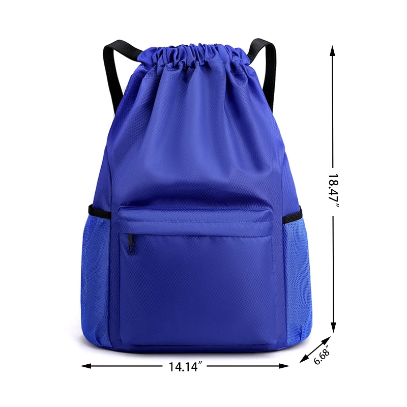 drawstring backpack with front zip pocket