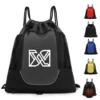 drawstring backpack with detachable basketball mesh pocket