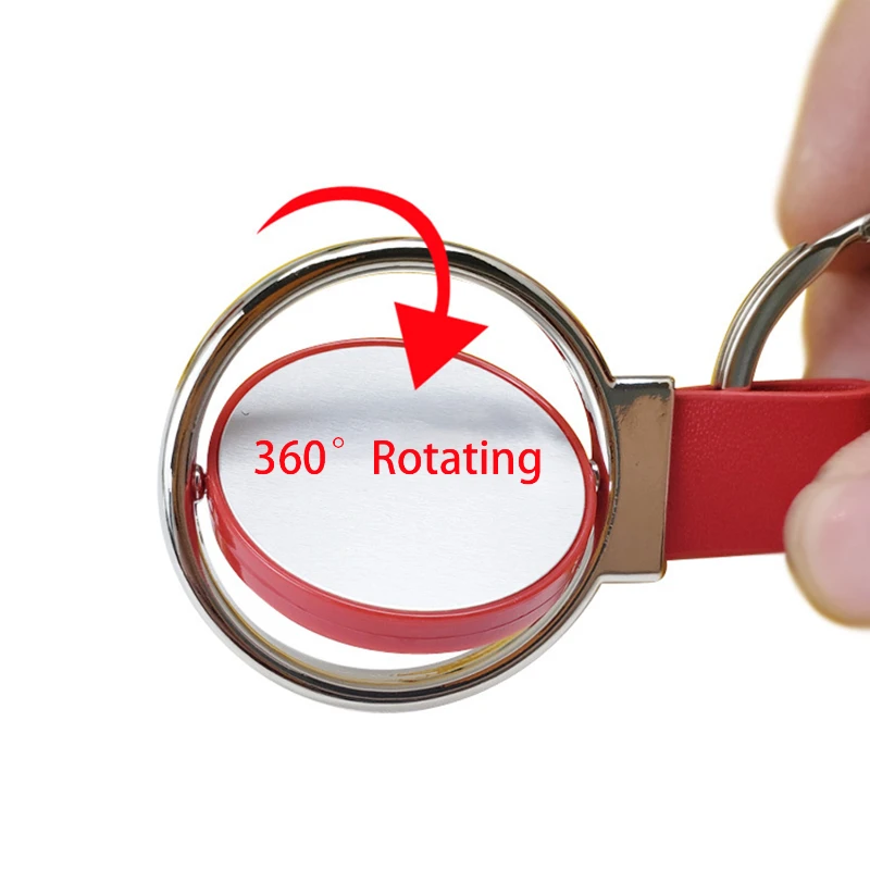 customizable 360 degrees rotating leather keychain