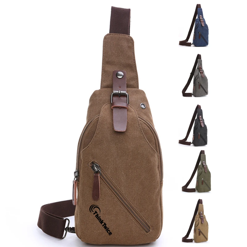 men's canvas sling bag with magnetic buckle