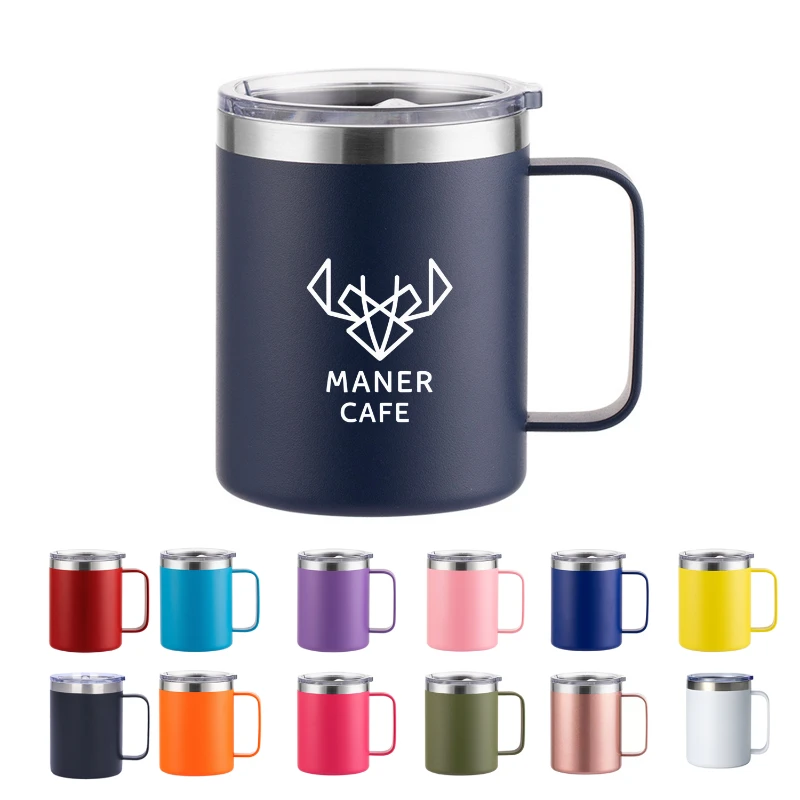 14 oz powder coated double wall stainless mug