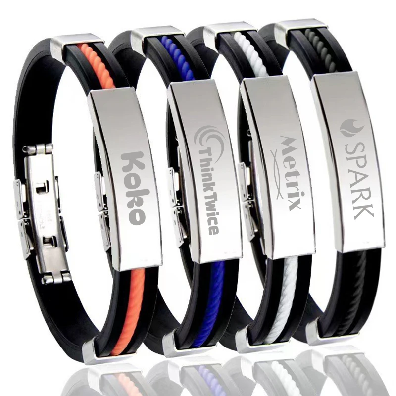 men's stainless steel silicone bracelet
