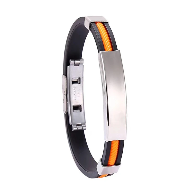 men's stainless steel silicone bracelet