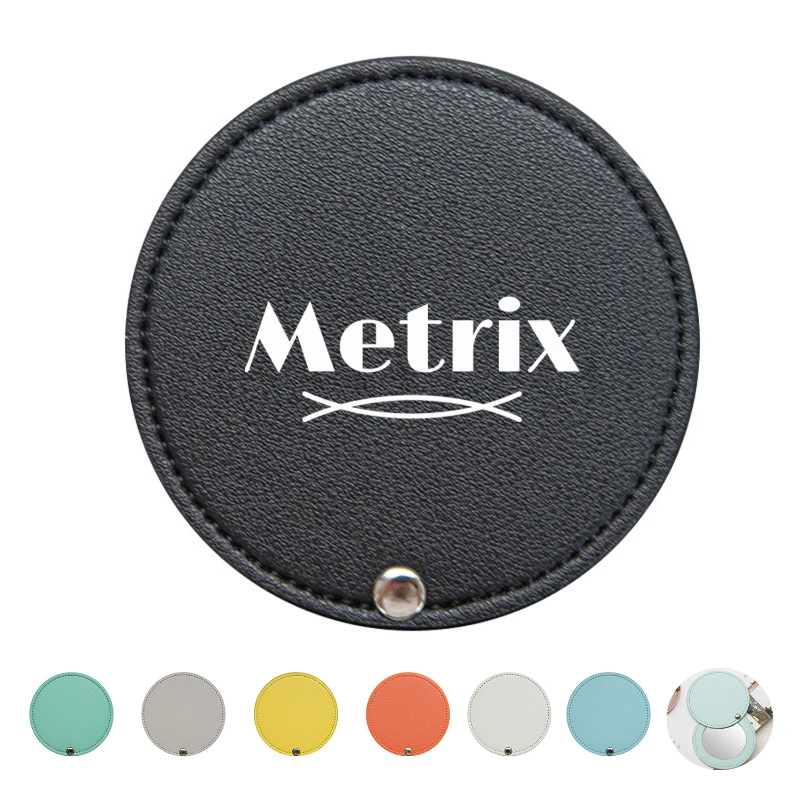 round leather rotating makeup mirror