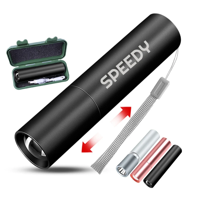 rechargeable telescopic zoom led flashlight