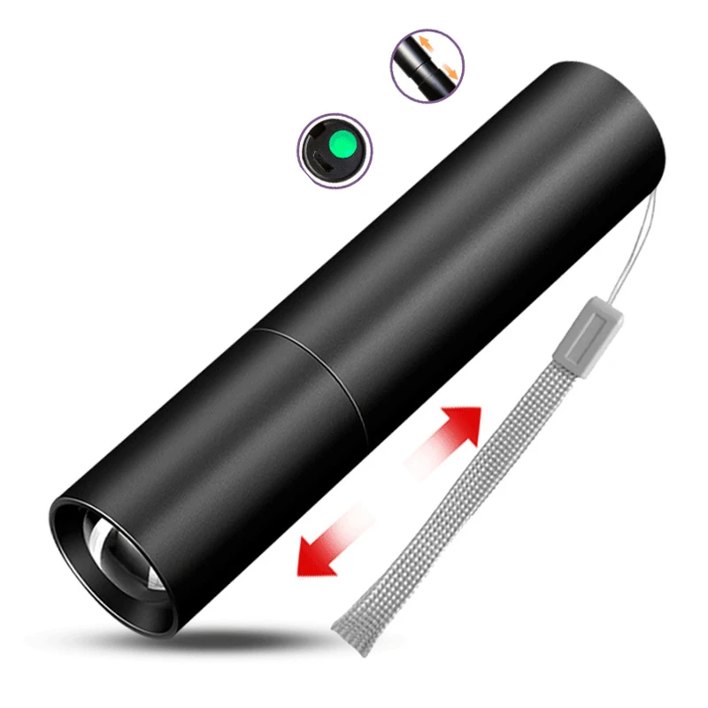 rechargeable telescopic zoom led flashlight