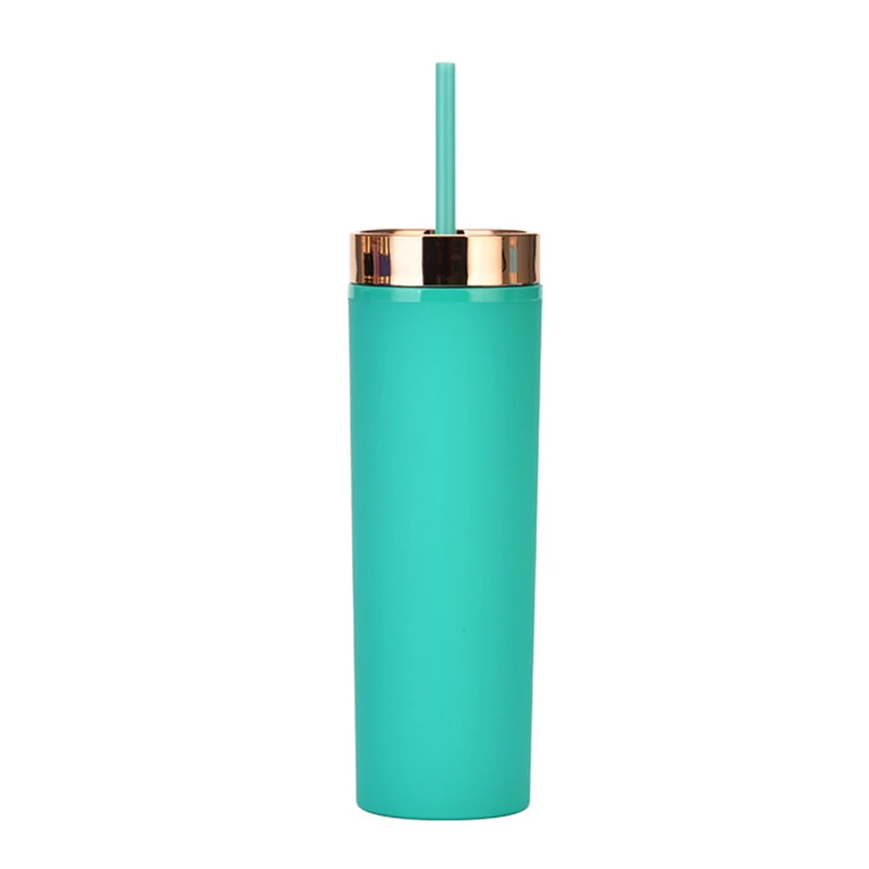 16oz double wall plastic tumbler with straw