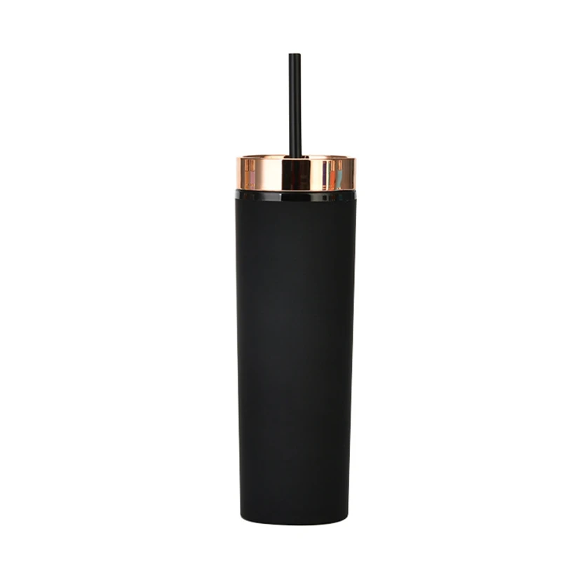 16oz double wall plastic tumbler with straw