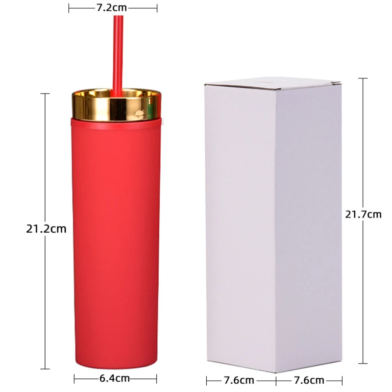 16oz double wall plastic tumbler with straw