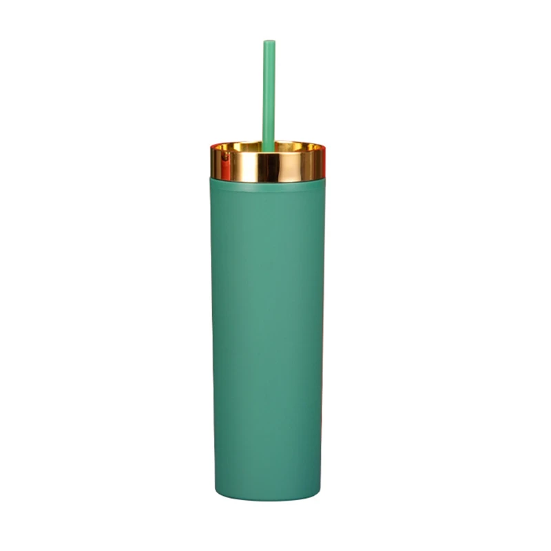 16oz double wall plastic tumbler with straw