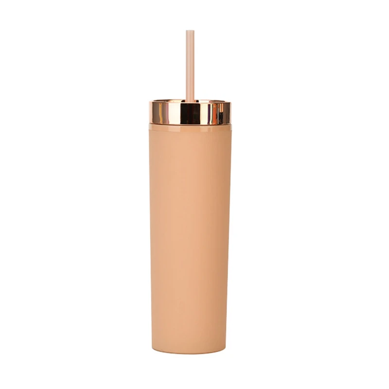 16oz double wall plastic tumbler with straw