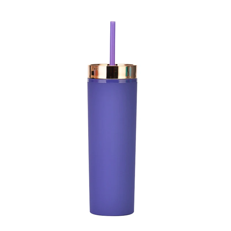 16oz double wall plastic tumbler with straw