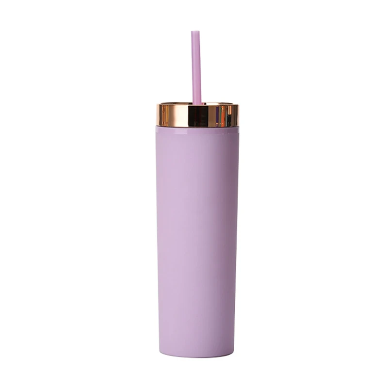 16oz double wall plastic tumbler with straw