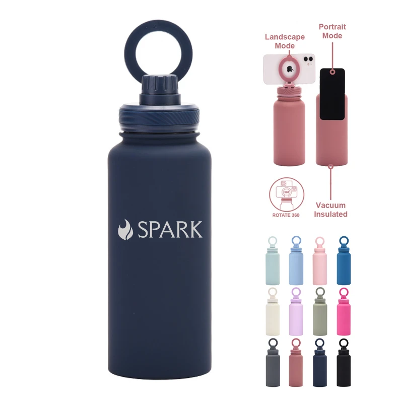 34 oz insulated water bottle with magnetic phone holder