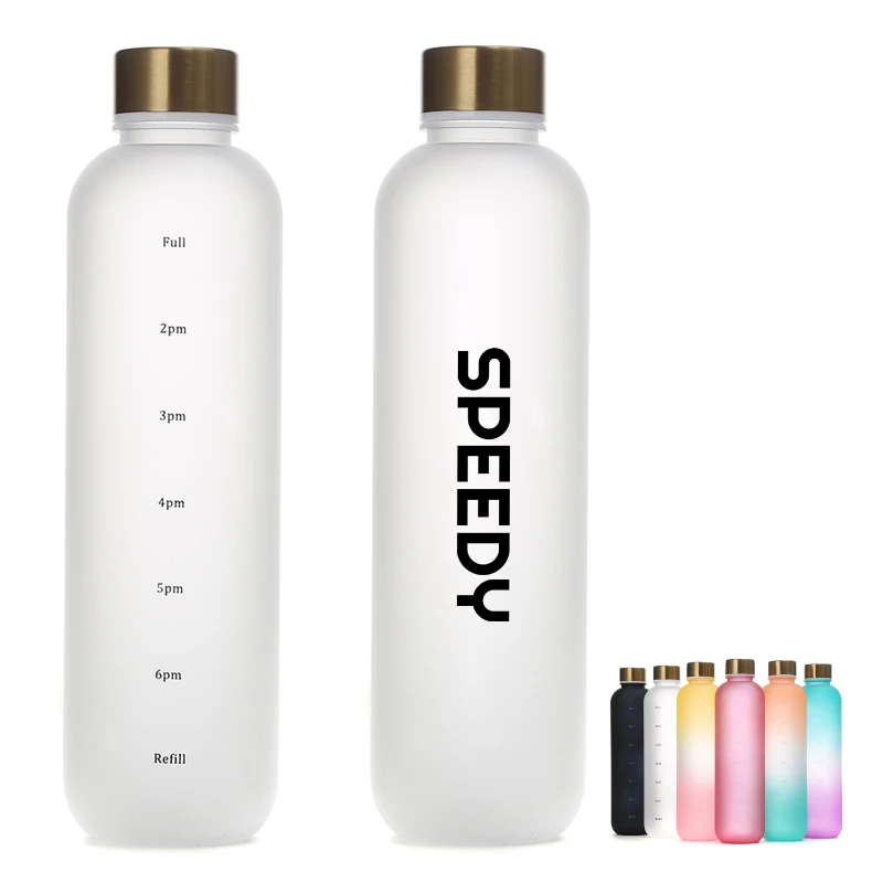 gradient water bottle with time marker