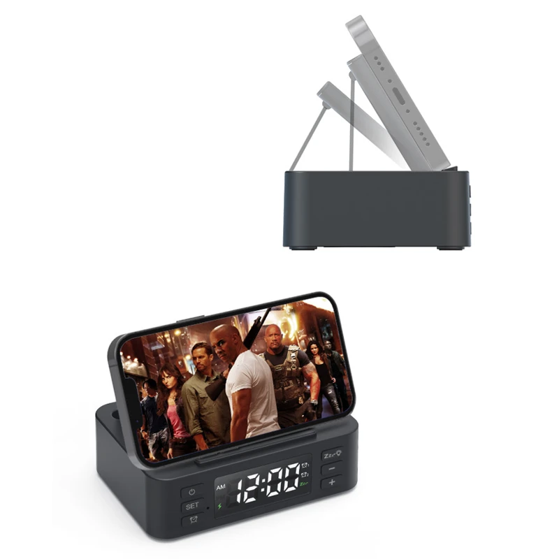 foldable phone stand with wireless charger and speaker