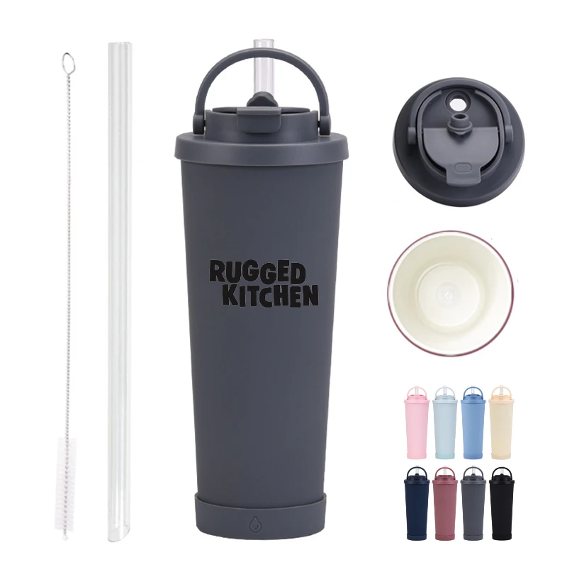 30oz large capacity insulated tumbler with straw
