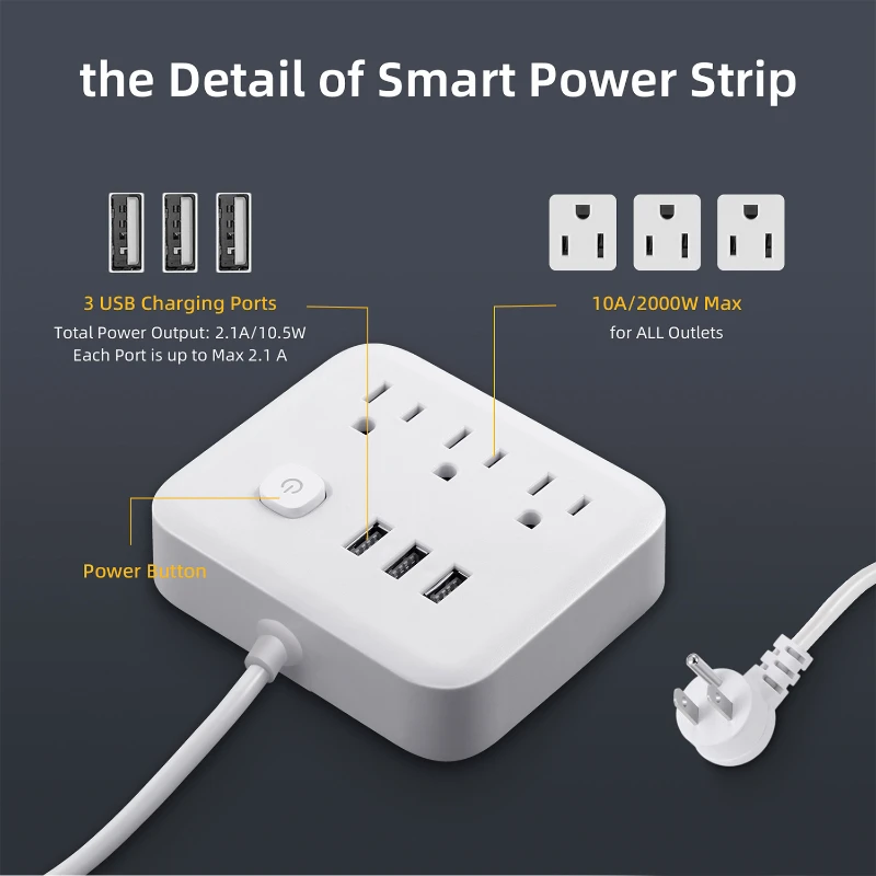 3 in1 power strip with usb ports