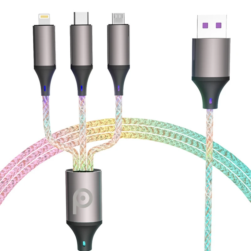 7 color gradient rgb 3 in 1 charging cable