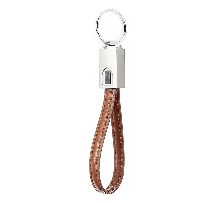 metal leather keychain data cable