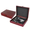 9 piece wine opener set in wooden box